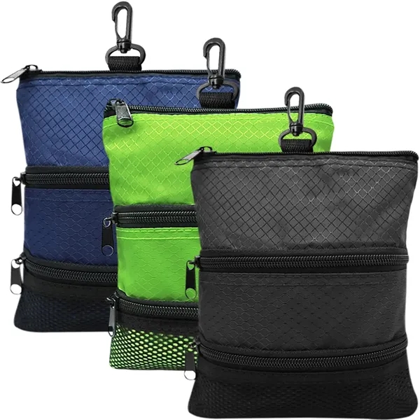 Golf Tees Accessory Pouch 3 Zippered Pockets with Clips - Golf Tees Accessory Pouch 3 Zippered Pockets with Clips - Image 5 of 5