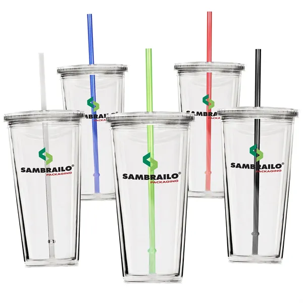 24 oz. Travel Double Wall Acrylic Cup w/ lid and straw - 24 oz. Travel Double Wall Acrylic Cup w/ lid and straw - Image 0 of 10