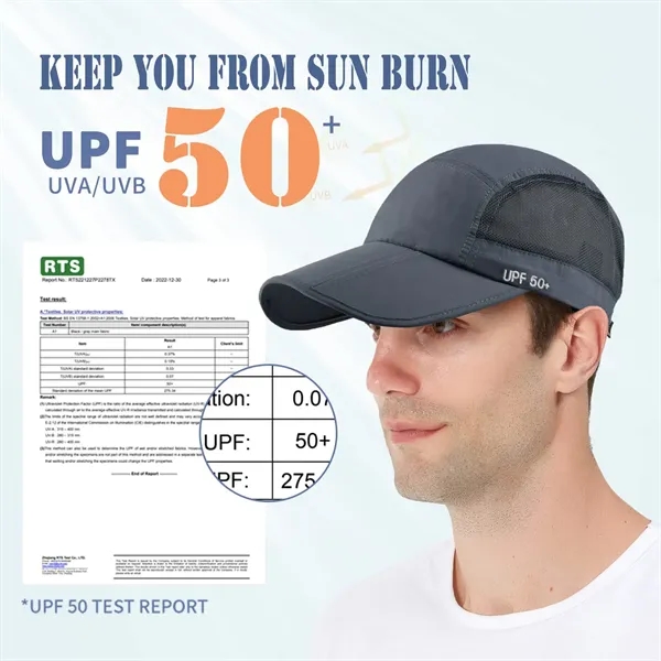 Men's Summer Outdoor Sports Foldable Quick Drying Visor Cap - Men's Summer Outdoor Sports Foldable Quick Drying Visor Cap - Image 4 of 4