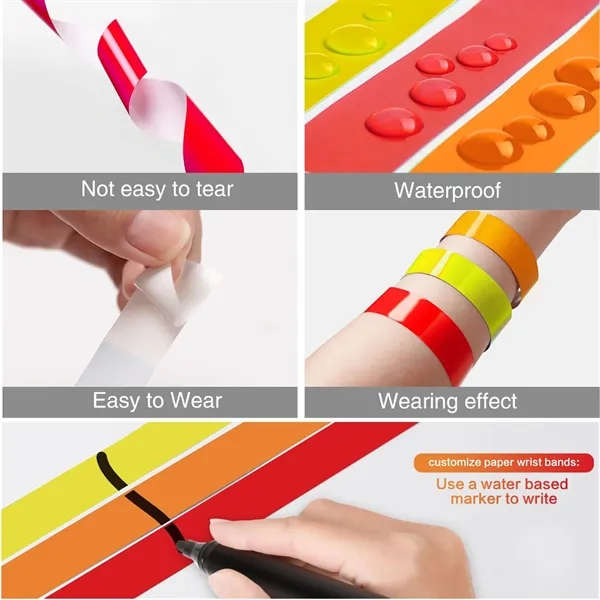 Full Color Disposable Waterproof Neon Wrist Bands - Full Color Disposable Waterproof Neon Wrist Bands - Image 1 of 15