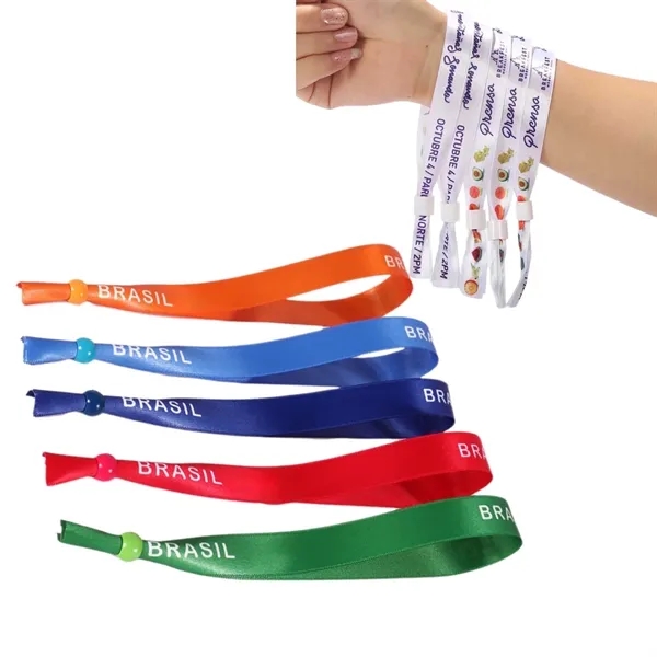 5/8" Printed Event Ribbon Wristbands w/ Round Bead - 5/8" Printed Event Ribbon Wristbands w/ Round Bead - Image 0 of 2