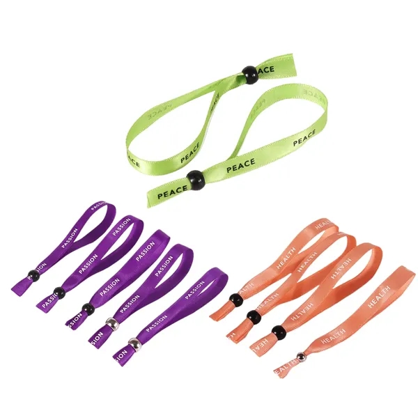5/8" Printed Event Ribbon Wristbands w/ Round Bead - 5/8" Printed Event Ribbon Wristbands w/ Round Bead - Image 2 of 2