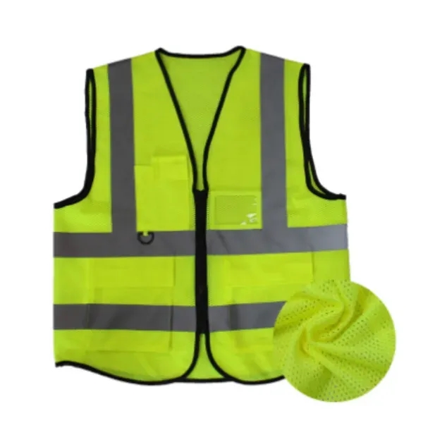 Class 2 Compliant Hi-Viz Lime Solid Fabric Safety Vest - Class 2 Compliant Hi-Viz Lime Solid Fabric Safety Vest - Image 1 of 4