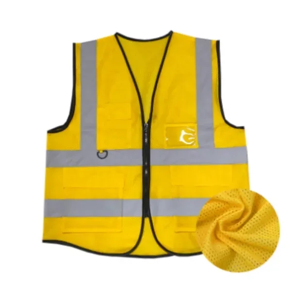 Class 2 Compliant Hi-Viz Lime Solid Fabric Safety Vest - Class 2 Compliant Hi-Viz Lime Solid Fabric Safety Vest - Image 4 of 4