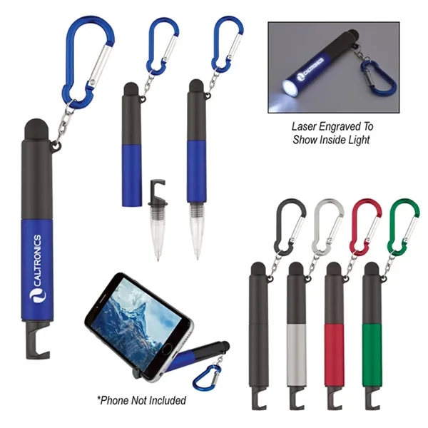 5-In-1 Light Up Stylus Touchscreen Carabiner Ballpoint Pen - 5-In-1 Light Up Stylus Touchscreen Carabiner Ballpoint Pen - Image 1 of 1