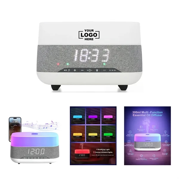 Alarm Clock Humidifier Bluetooth Speaker Mood Lights - Alarm Clock Humidifier Bluetooth Speaker Mood Lights - Image 0 of 7