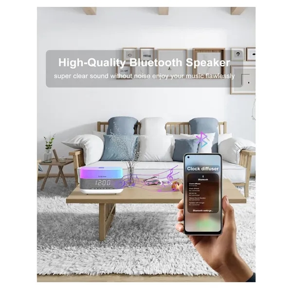 Alarm Clock Humidifier Bluetooth Speaker Mood Lights - Alarm Clock Humidifier Bluetooth Speaker Mood Lights - Image 4 of 7