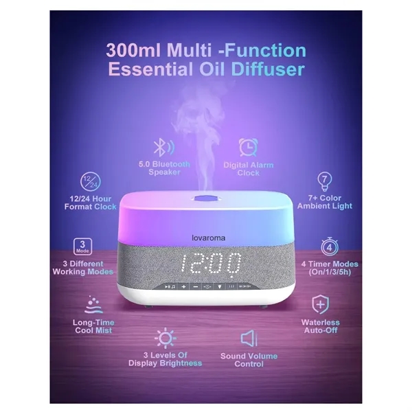 Alarm Clock Humidifier Bluetooth Speaker Mood Lights - Alarm Clock Humidifier Bluetooth Speaker Mood Lights - Image 5 of 7
