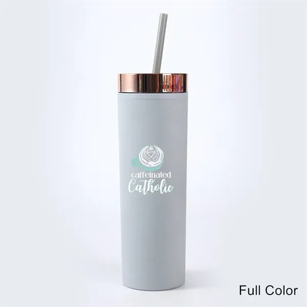 16 oz Acrylic Double Wall Travel Mug with Straw and Lid - 16 oz Acrylic Double Wall Travel Mug with Straw and Lid - Image 4 of 18