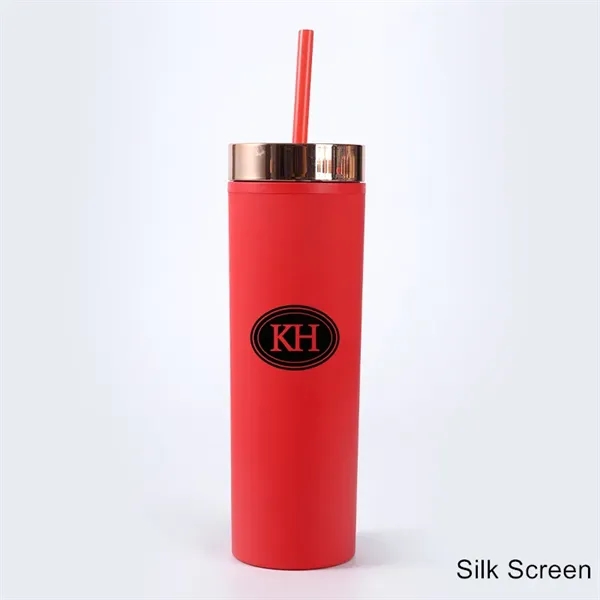 16 oz Acrylic Double Wall Travel Mug with Straw and Lid - 16 oz Acrylic Double Wall Travel Mug with Straw and Lid - Image 6 of 18
