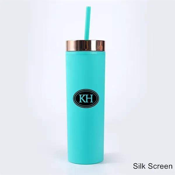 16 oz Acrylic Double Wall Travel Mug with Straw and Lid - 16 oz Acrylic Double Wall Travel Mug with Straw and Lid - Image 7 of 18