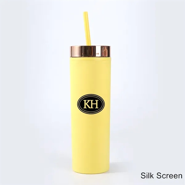 16 oz Acrylic Double Wall Travel Mug with Straw and Lid - 16 oz Acrylic Double Wall Travel Mug with Straw and Lid - Image 8 of 18
