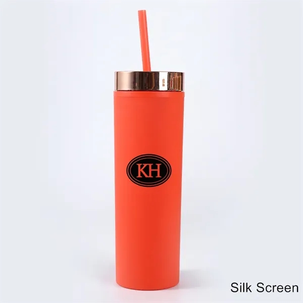 16 oz Acrylic Double Wall Travel Mug with Straw and Lid - 16 oz Acrylic Double Wall Travel Mug with Straw and Lid - Image 9 of 18