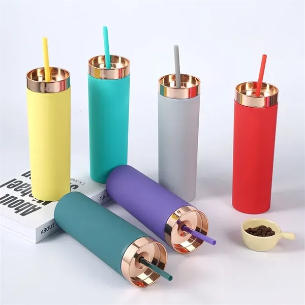 16 oz Acrylic Double Wall Travel Mug with Straw and Lid - 16 oz Acrylic Double Wall Travel Mug with Straw and Lid - Image 13 of 18