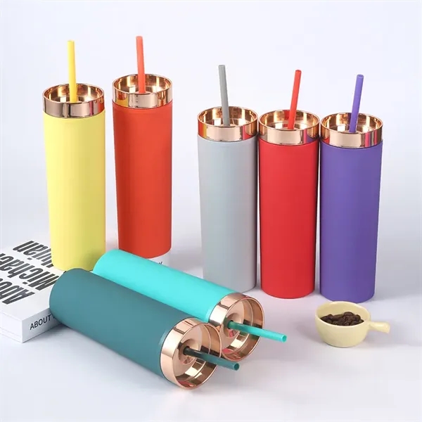 16 oz Acrylic Double Wall Travel Mug with Straw and Lid - 16 oz Acrylic Double Wall Travel Mug with Straw and Lid - Image 14 of 18