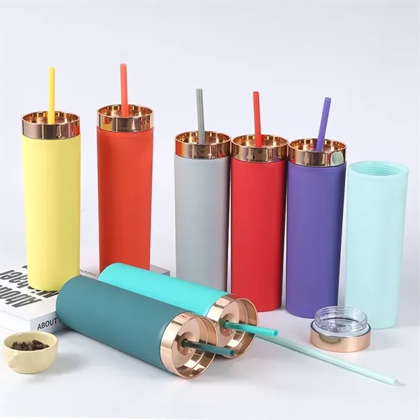 16 oz Acrylic Double Wall Travel Mug with Straw and Lid - 16 oz Acrylic Double Wall Travel Mug with Straw and Lid - Image 16 of 18