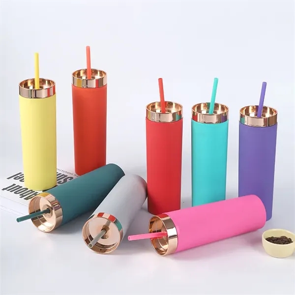 16 oz Acrylic Double Wall Travel Mug with Straw and Lid - 16 oz Acrylic Double Wall Travel Mug with Straw and Lid - Image 17 of 18