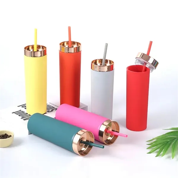 16 oz Acrylic Double Wall Travel Mug with Straw and Lid - 16 oz Acrylic Double Wall Travel Mug with Straw and Lid - Image 18 of 18