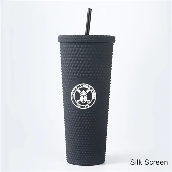 24 oz Studded Matte Plastic Tumbler with Lid and Straw - 24 oz Studded Matte Plastic Tumbler with Lid and Straw - Image 1 of 24