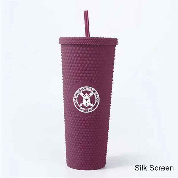 24 oz Studded Matte Plastic Tumbler with Lid and Straw - 24 oz Studded Matte Plastic Tumbler with Lid and Straw - Image 4 of 24