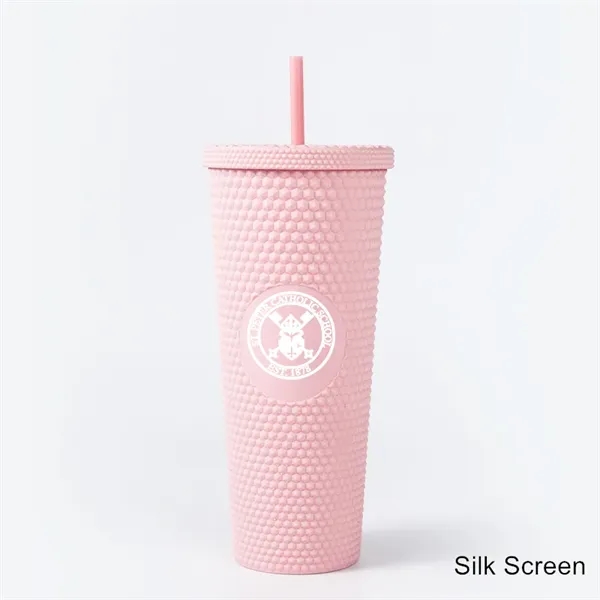 24 oz Studded Matte Plastic Tumbler with Lid and Straw - 24 oz Studded Matte Plastic Tumbler with Lid and Straw - Image 5 of 24