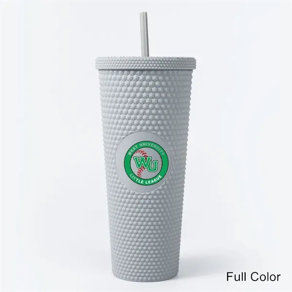 24 oz Studded Matte Plastic Tumbler with Lid and Straw - 24 oz Studded Matte Plastic Tumbler with Lid and Straw - Image 9 of 24