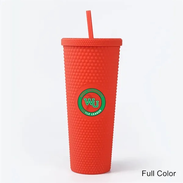 24 oz Studded Matte Plastic Tumbler with Lid and Straw - 24 oz Studded Matte Plastic Tumbler with Lid and Straw - Image 10 of 24