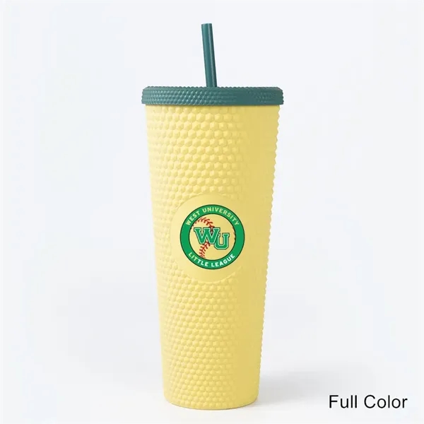 24 oz Studded Matte Plastic Tumbler with Lid and Straw - 24 oz Studded Matte Plastic Tumbler with Lid and Straw - Image 11 of 24