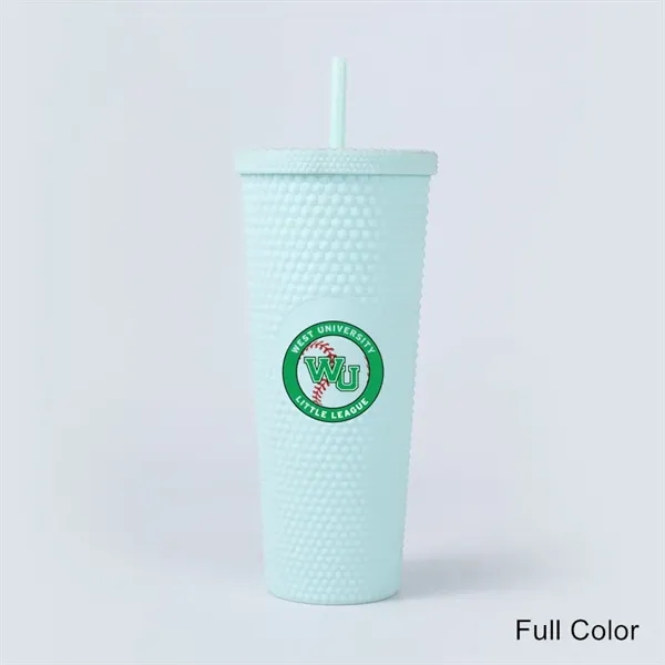 24 oz Studded Matte Plastic Tumbler with Lid and Straw - 24 oz Studded Matte Plastic Tumbler with Lid and Straw - Image 12 of 24