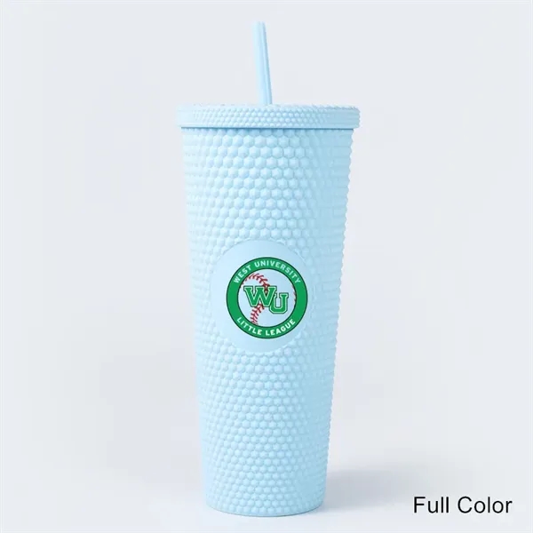 24 oz Studded Matte Plastic Tumbler with Lid and Straw - 24 oz Studded Matte Plastic Tumbler with Lid and Straw - Image 13 of 24