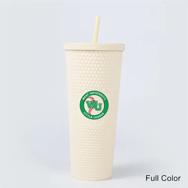24 oz Studded Matte Plastic Tumbler with Lid and Straw - 24 oz Studded Matte Plastic Tumbler with Lid and Straw - Image 14 of 24