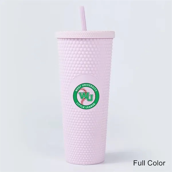 24 oz Studded Matte Plastic Tumbler with Lid and Straw - 24 oz Studded Matte Plastic Tumbler with Lid and Straw - Image 15 of 24