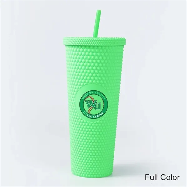 24 oz Studded Matte Plastic Tumbler with Lid and Straw - 24 oz Studded Matte Plastic Tumbler with Lid and Straw - Image 16 of 24
