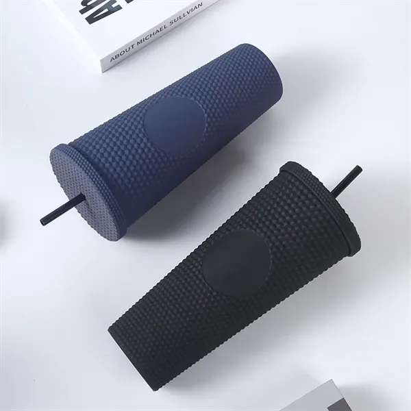 24 oz Studded Matte Plastic Tumbler with Lid and Straw - 24 oz Studded Matte Plastic Tumbler with Lid and Straw - Image 23 of 24