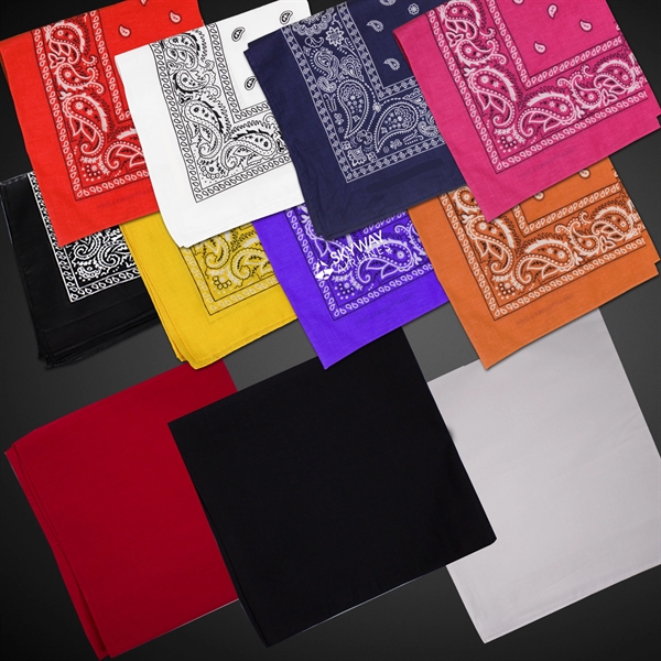 Orange 22" x 22" Cotton Paisley Bandanas - Orange 22" x 22" Cotton Paisley Bandanas - Image 1 of 12
