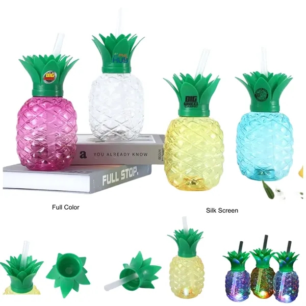 17oz Pineapple-Shaped Plastic Cup with LED Light and Straw - 17oz Pineapple-Shaped Plastic Cup with LED Light and Straw - Image 0 of 15