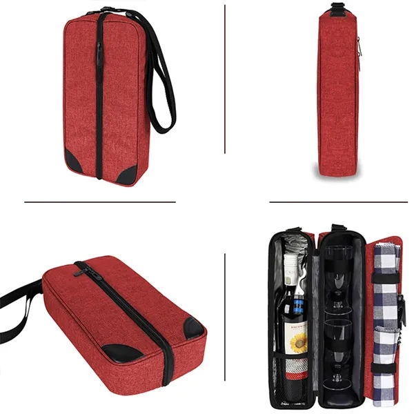 Wine Tote Bag with Cooler Compartment & Picnic Set - Wine Tote Bag with Cooler Compartment & Picnic Set - Image 3 of 5