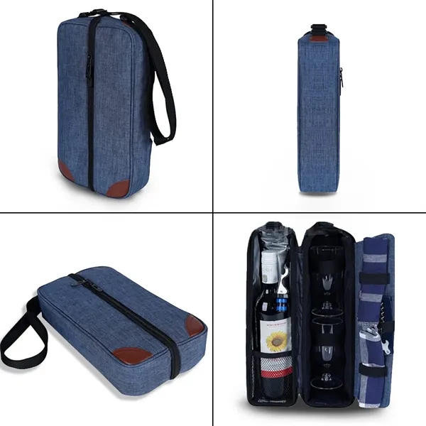 Wine Tote Bag with Cooler Compartment & Picnic Set - Wine Tote Bag with Cooler Compartment & Picnic Set - Image 4 of 5