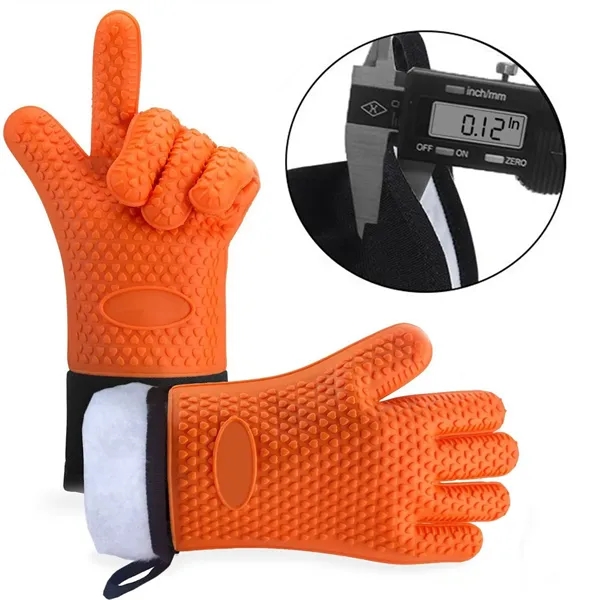 BBQ Grilling Heat-Resistant Kitchen Silicone Oven Mitts - BBQ Grilling Heat-Resistant Kitchen Silicone Oven Mitts - Image 4 of 5