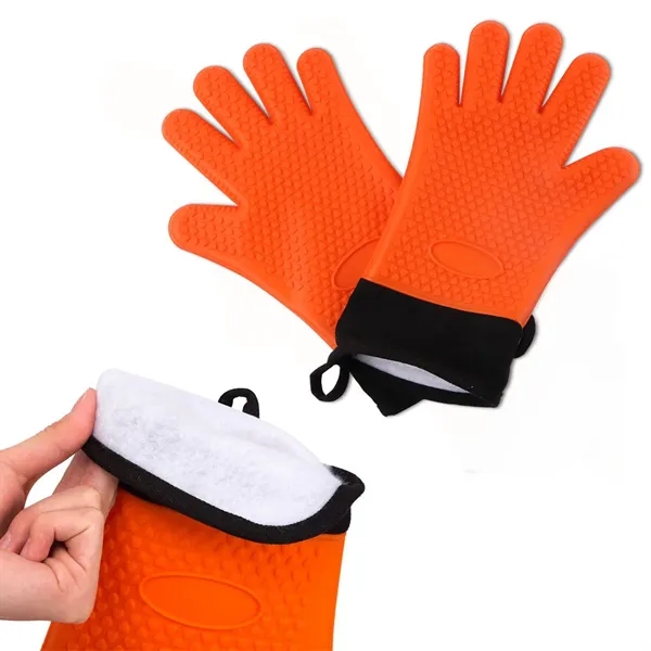 BBQ Grilling Heat-Resistant Kitchen Silicone Oven Mitts - BBQ Grilling Heat-Resistant Kitchen Silicone Oven Mitts - Image 5 of 5