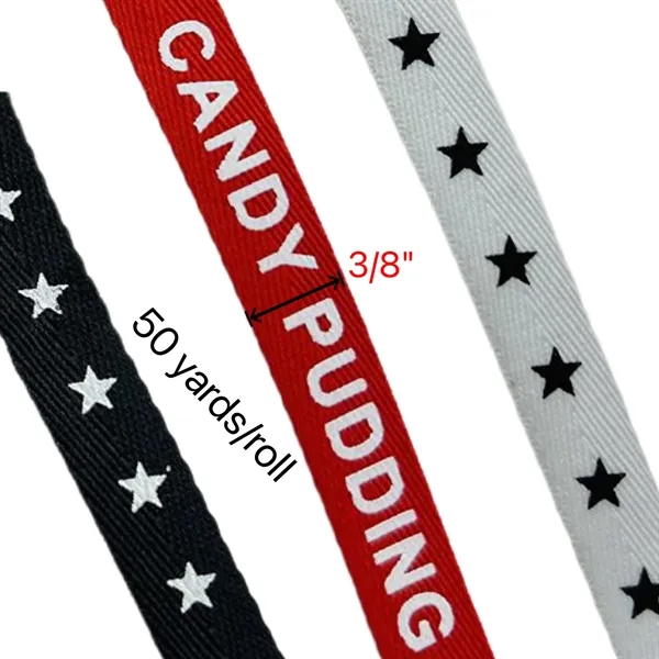 3/8" Twill Custom Ribbon 50 yards per roll - 3/8" Twill Custom Ribbon 50 yards per roll - Image 1 of 4