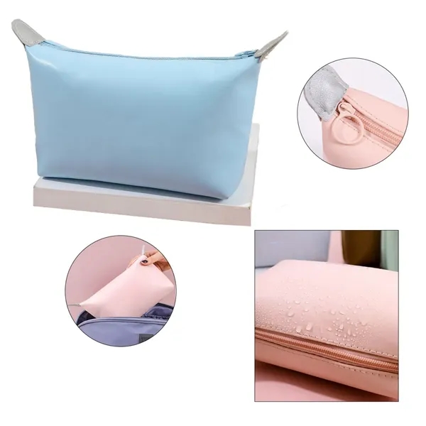 Waterproof Zipper Leatherette Pencil Case Cosmetic Pouch - Waterproof Zipper Leatherette Pencil Case Cosmetic Pouch - Image 2 of 4