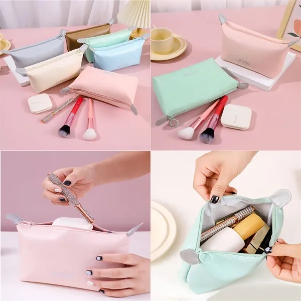 Waterproof Zipper Leatherette Pencil Case Cosmetic Pouch - Waterproof Zipper Leatherette Pencil Case Cosmetic Pouch - Image 3 of 4