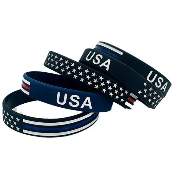 American Flag Silicone Wristband - American Flag Silicone Wristband - Image 0 of 3