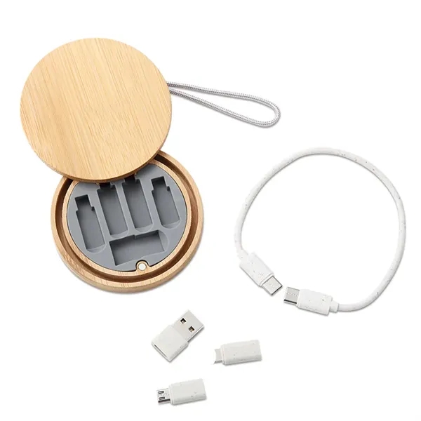 Multi USB Adapter Kit Fast Charging Cable Bamboo Storage Box - Multi USB Adapter Kit Fast Charging Cable Bamboo Storage Box - Image 2 of 5