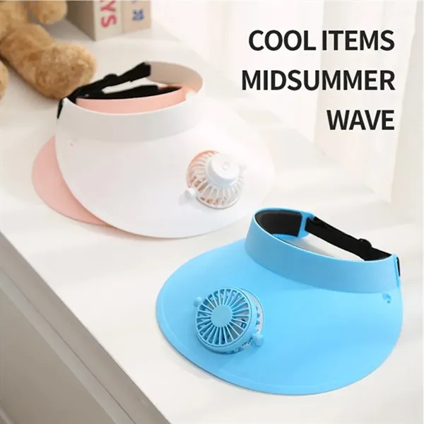 Sun Visor Hat With Fan - Sun Visor Hat With Fan - Image 3 of 5