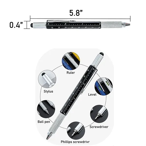 6-in-1 Metal Multitool Tech Tool Construction Gadget Pen - 6-in-1 Metal Multitool Tech Tool Construction Gadget Pen - Image 1 of 2