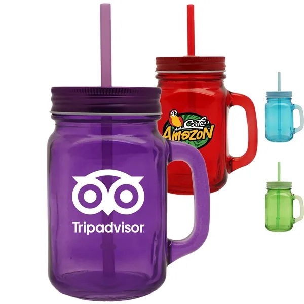 15 oz. Colored Mason Jars with Handle - 15 oz. Colored Mason Jars with Handle - Image 0 of 5