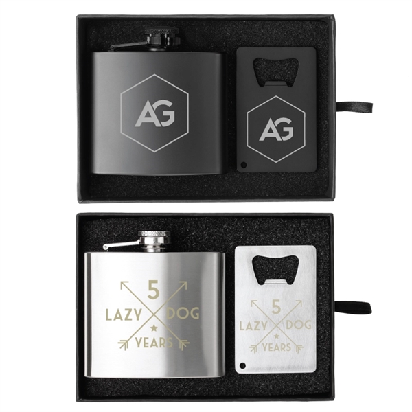 Crafter 5 oz. Flask and Bottle Opener Gift Set - Crafter 5 oz. Flask and Bottle Opener Gift Set - Image 0 of 2