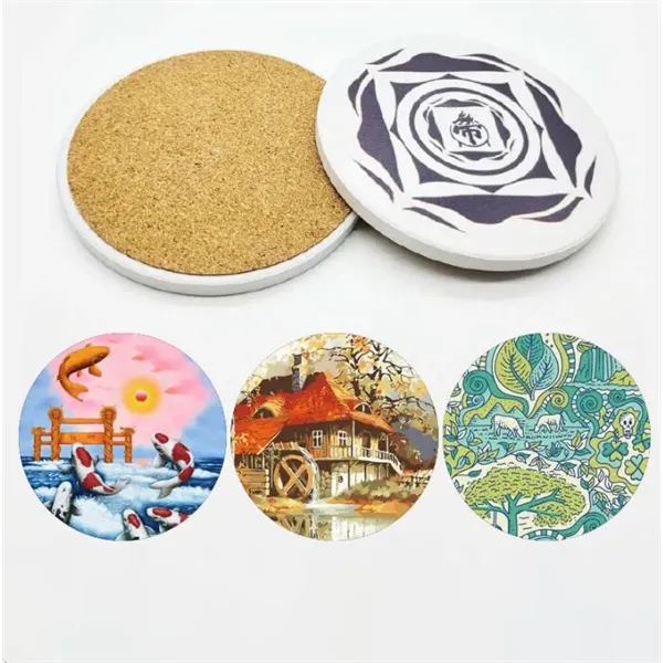 Round Ceramic Stone Table Coasters - Round Ceramic Stone Table Coasters - Image 5 of 5